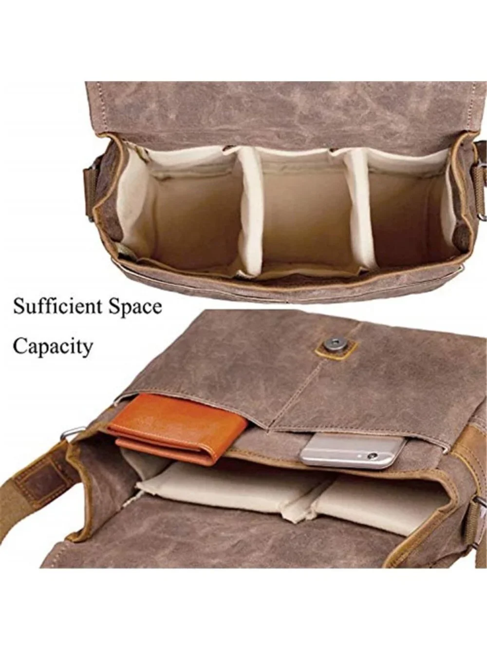 Men's SLR Camera Bag Waterproof Wax Canvas Bag Vintage Camera Case Messenger Bag